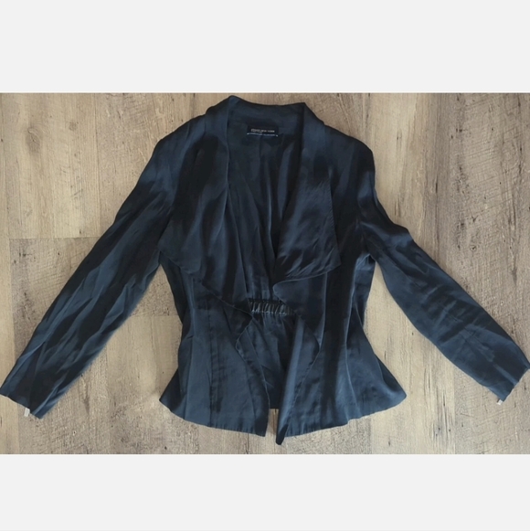 Jones New York Jackets & Blazers - Jones New York Satin Open-Front Blazer Jacket - Vintage Black 90s